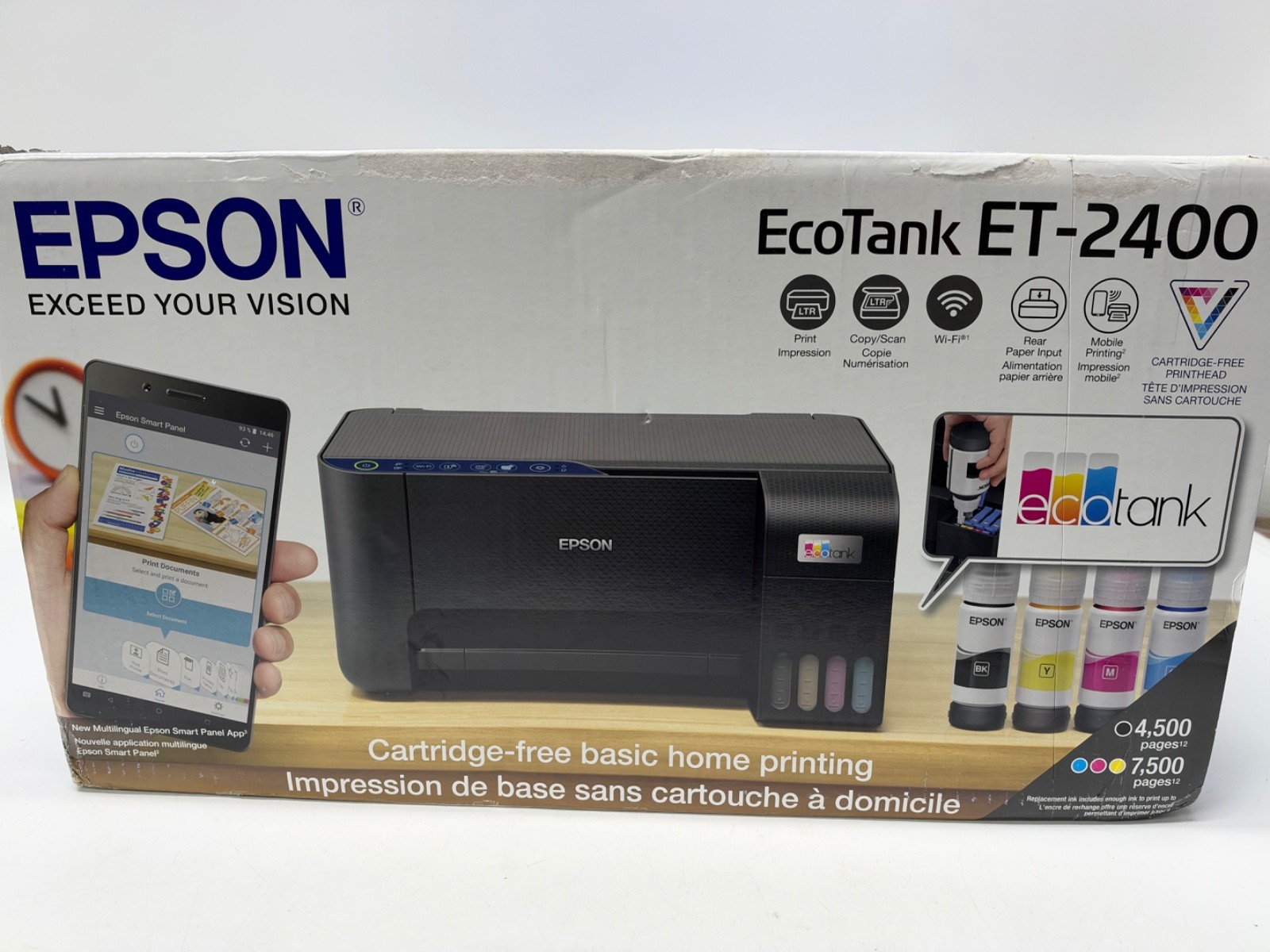 Epson EcoTank ET-2400 Wireless Color All-in-One Supertank Printer 