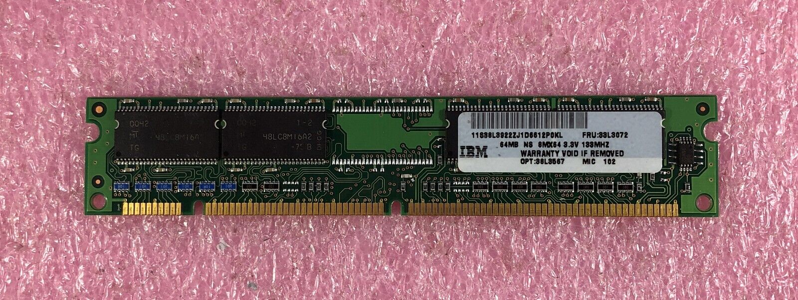 1 x 64MB IBM  PC-133 NON-ECC MEMORY SDRAM - FRU: 33L3072