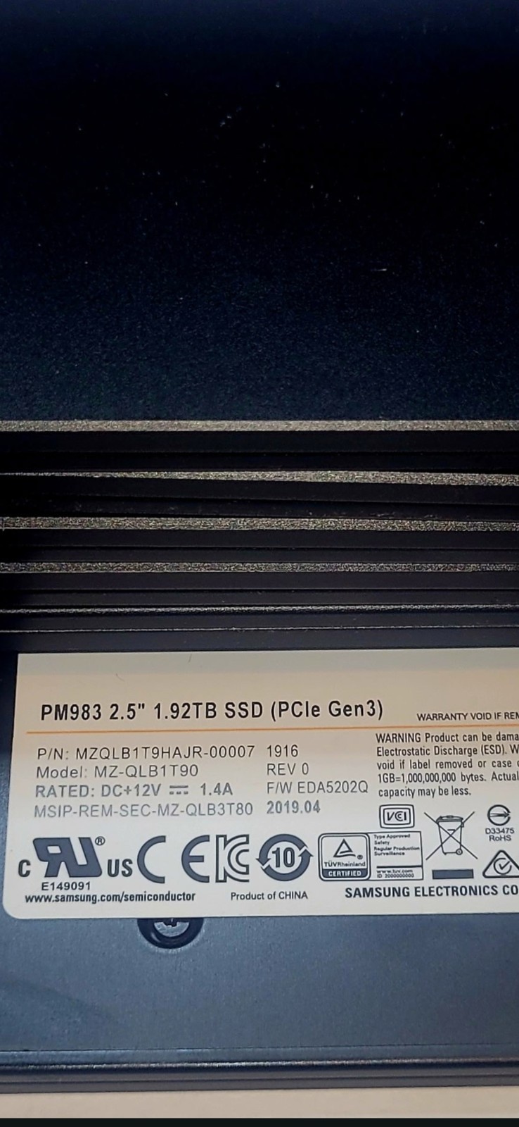 Samsung PM983 2.5" 1.92 TB SSD PCIe Gen3 Net App MZQLB1T90