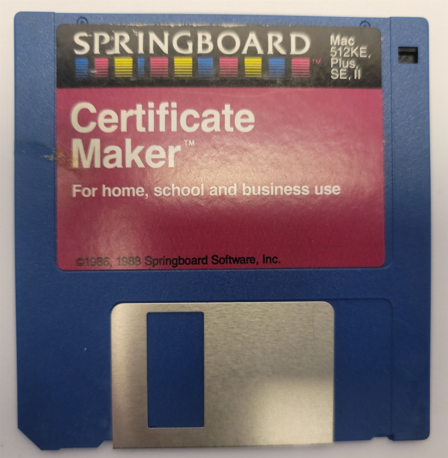 Springboard Certificate Maker for Macintosh 512KE, Plus, SE, II - Tested w/ pics
