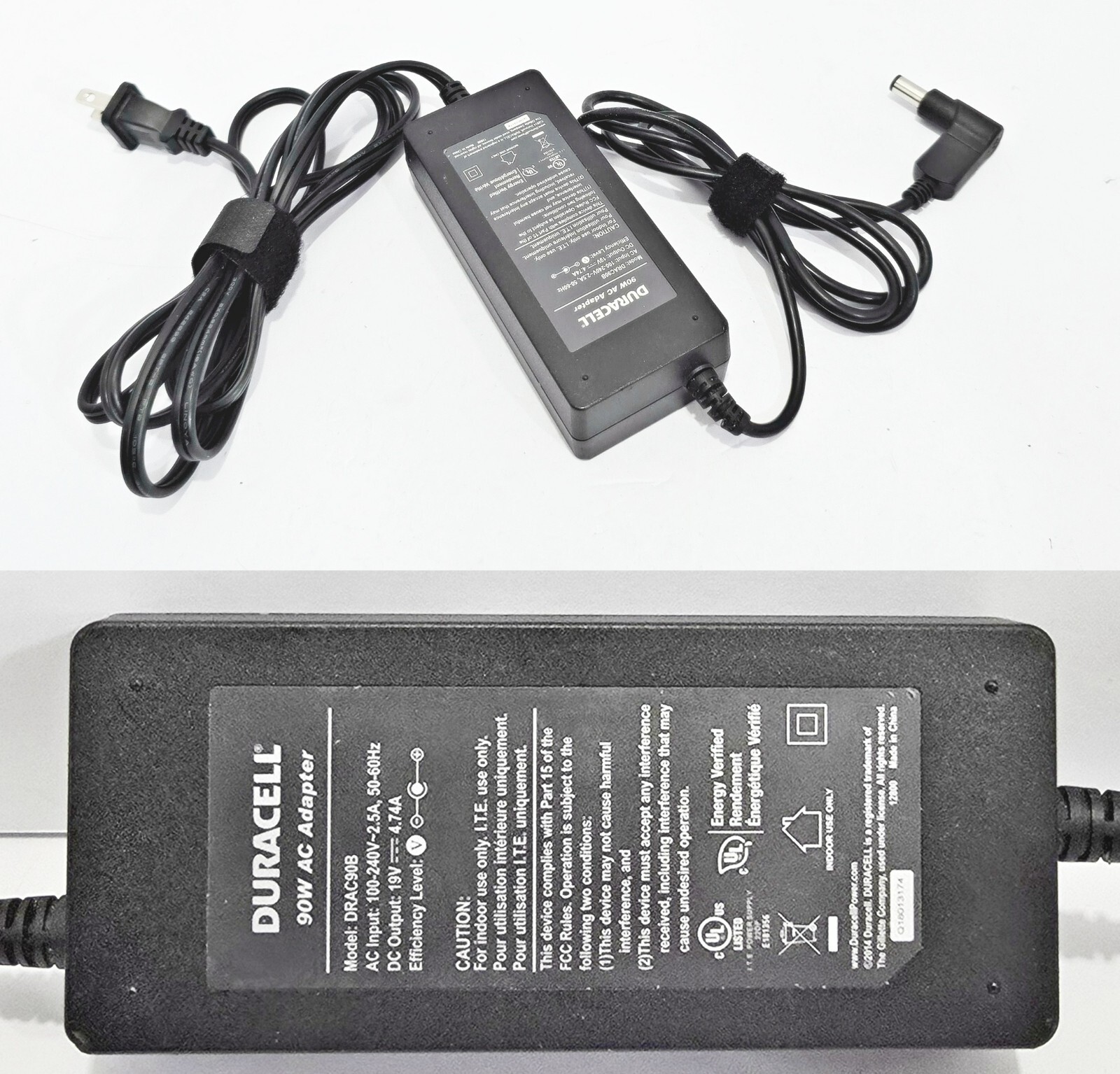 Original Duracell 90W AC Adapter DRAC90B Universal Laptop Charger 19V 2.5A OEM