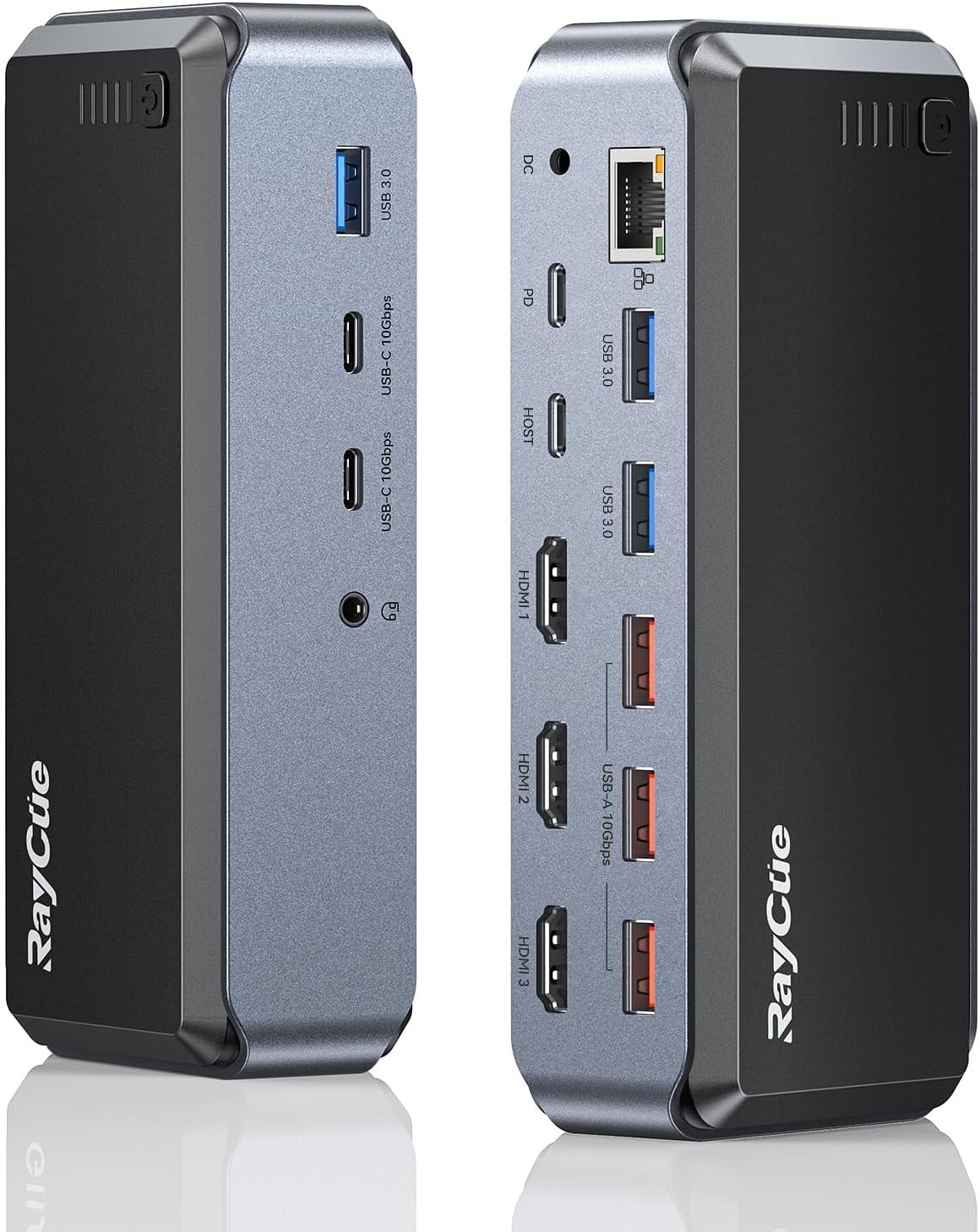 Raycue Triple Monitor USB C Docking Station for MacBook M1/M2/M3/Windows, HDMI*3