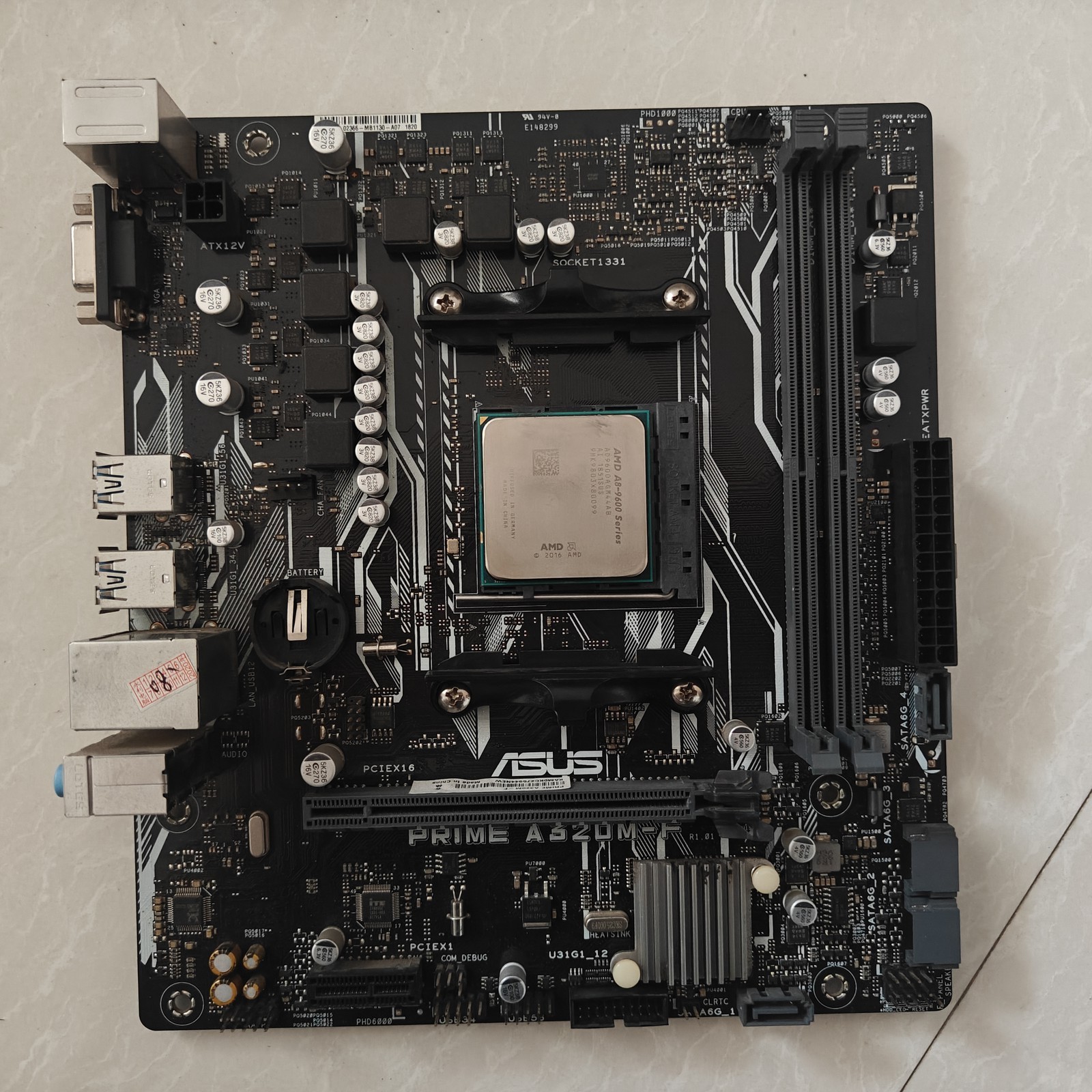 ASUS PRIME A320M-F AM4 Motherboard + AMD A8-9600 4Core CPU Combo DDR4 VGA HDMI