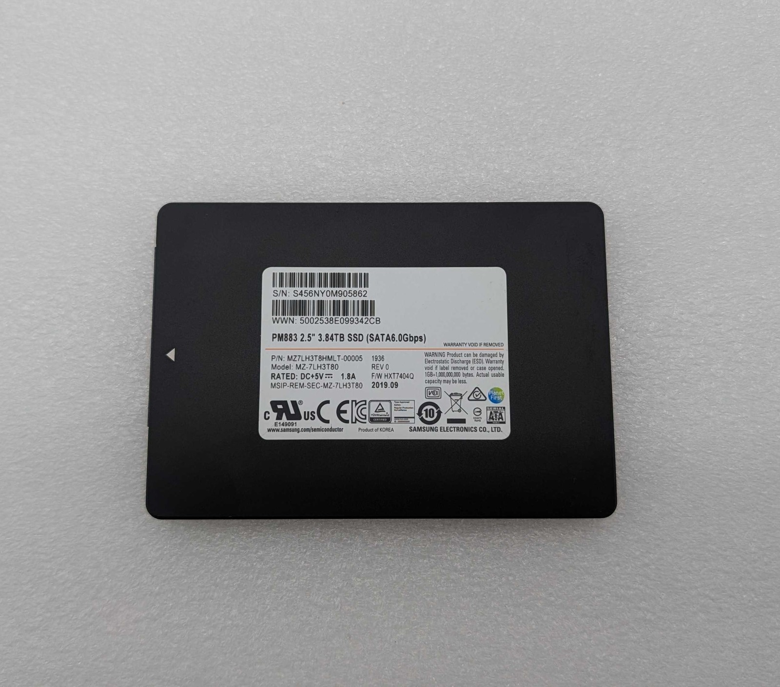 Samsung PM883 3.84TB SSD Drive 2.5" SATA MZ-7LH3T80