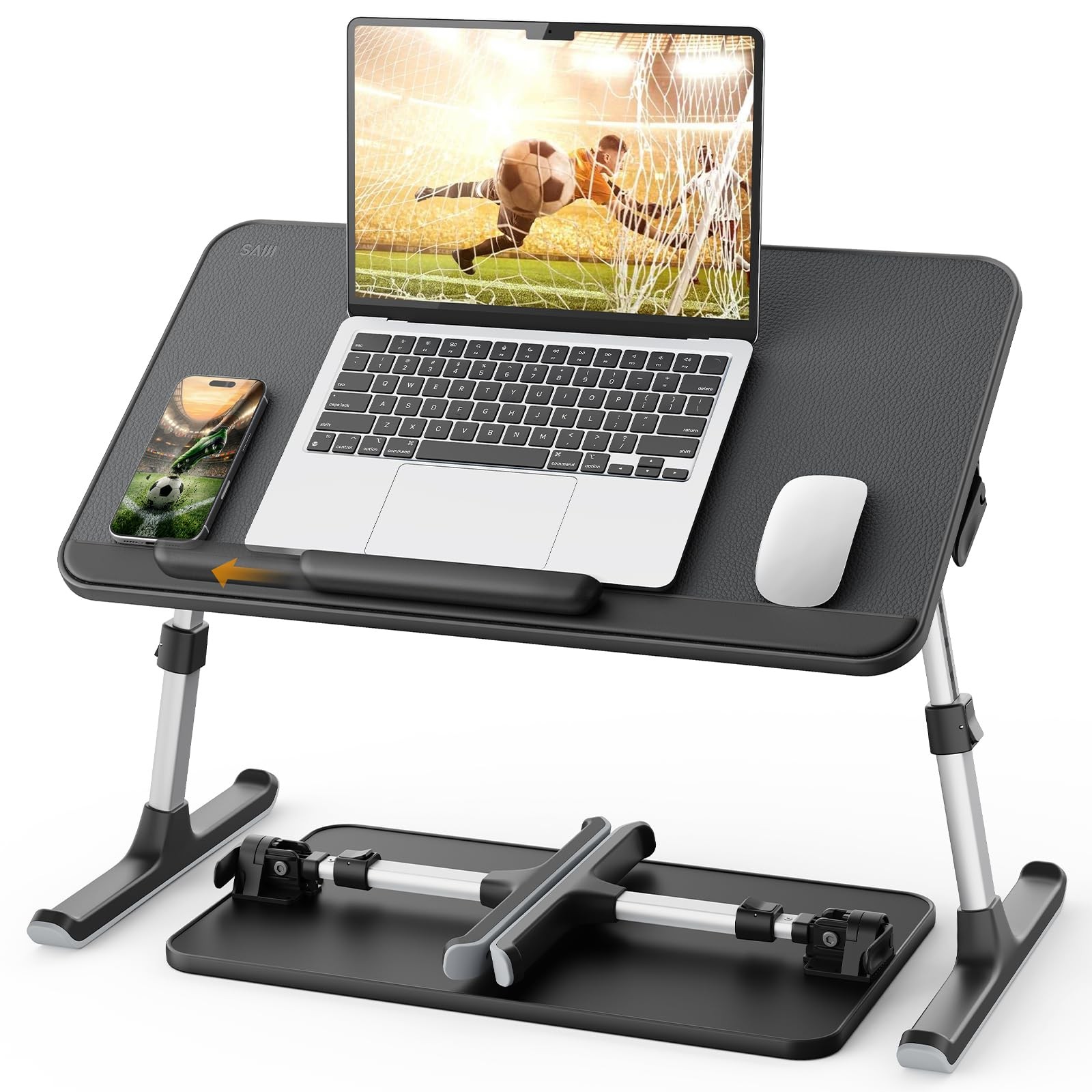 Non-Slip Leather Laptop Bed Tray Table,Lap Desk with Laptop Stopper