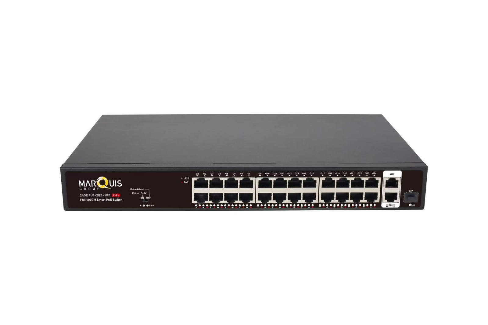 24 Port PoE Switch with 2 Gigabit Uplinks & 2 SFP Ports (400W)