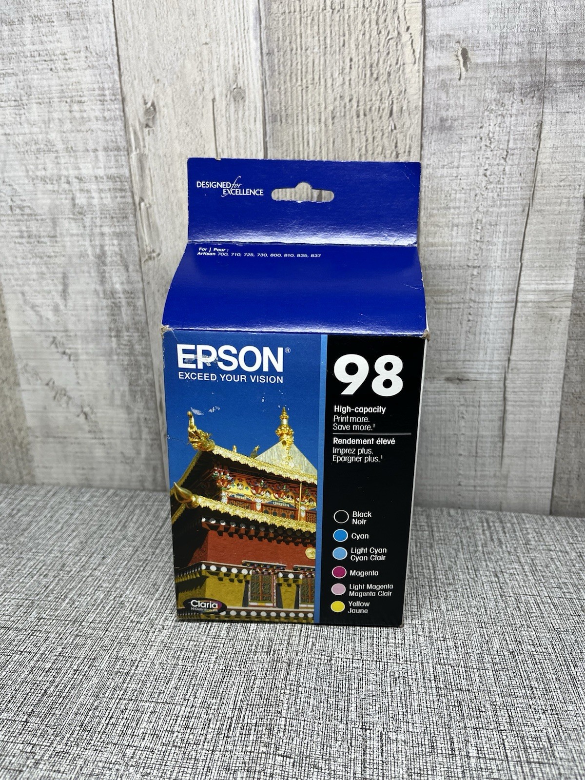 Epson 98 Ink Cartridges Black & Color T098120-BCS 6 Pack Genuine Exp 08/2021