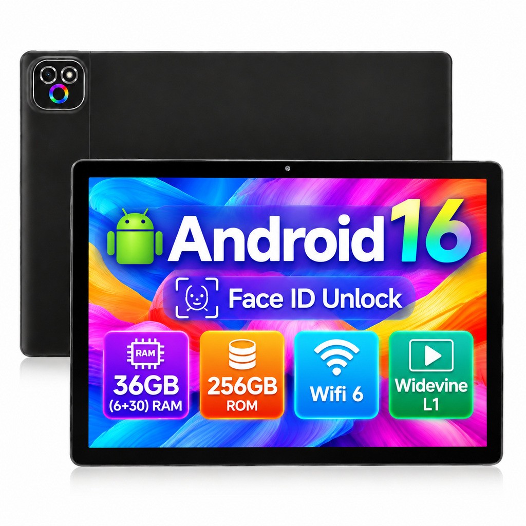 2026 Android 16 Tablet 36GB RAM +256GB ROM 10.1inch Face ID Wifi5G Octa-Core