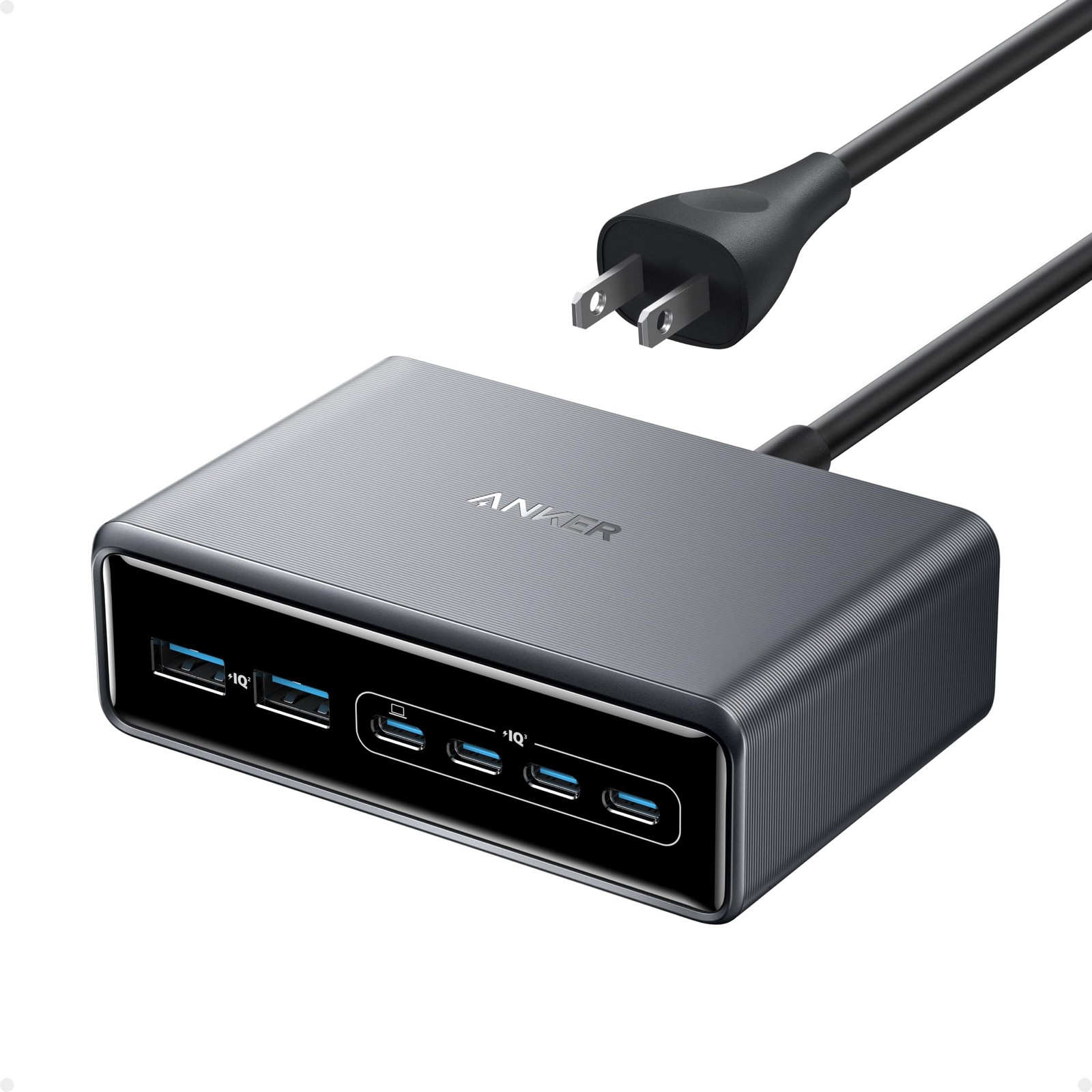 Anker Prime Charging Station, 200W 6-Port GaN Desktop Charger, Fast Silver