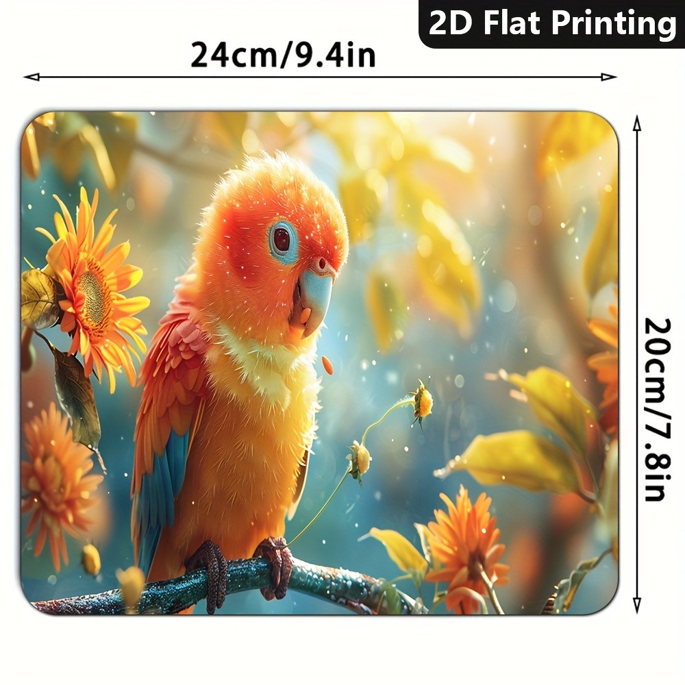 A Vibrant Mouse Pad Featuring a Gradient Color Parrot, with a Non-Slip Rubber
