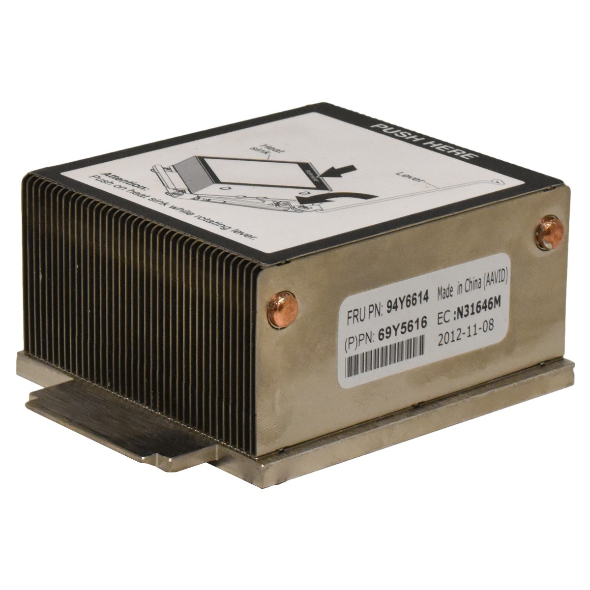 IBM System x3650 M4 CPU Heatsink / Cooler PN 469Y5616 FRU 94Y6614