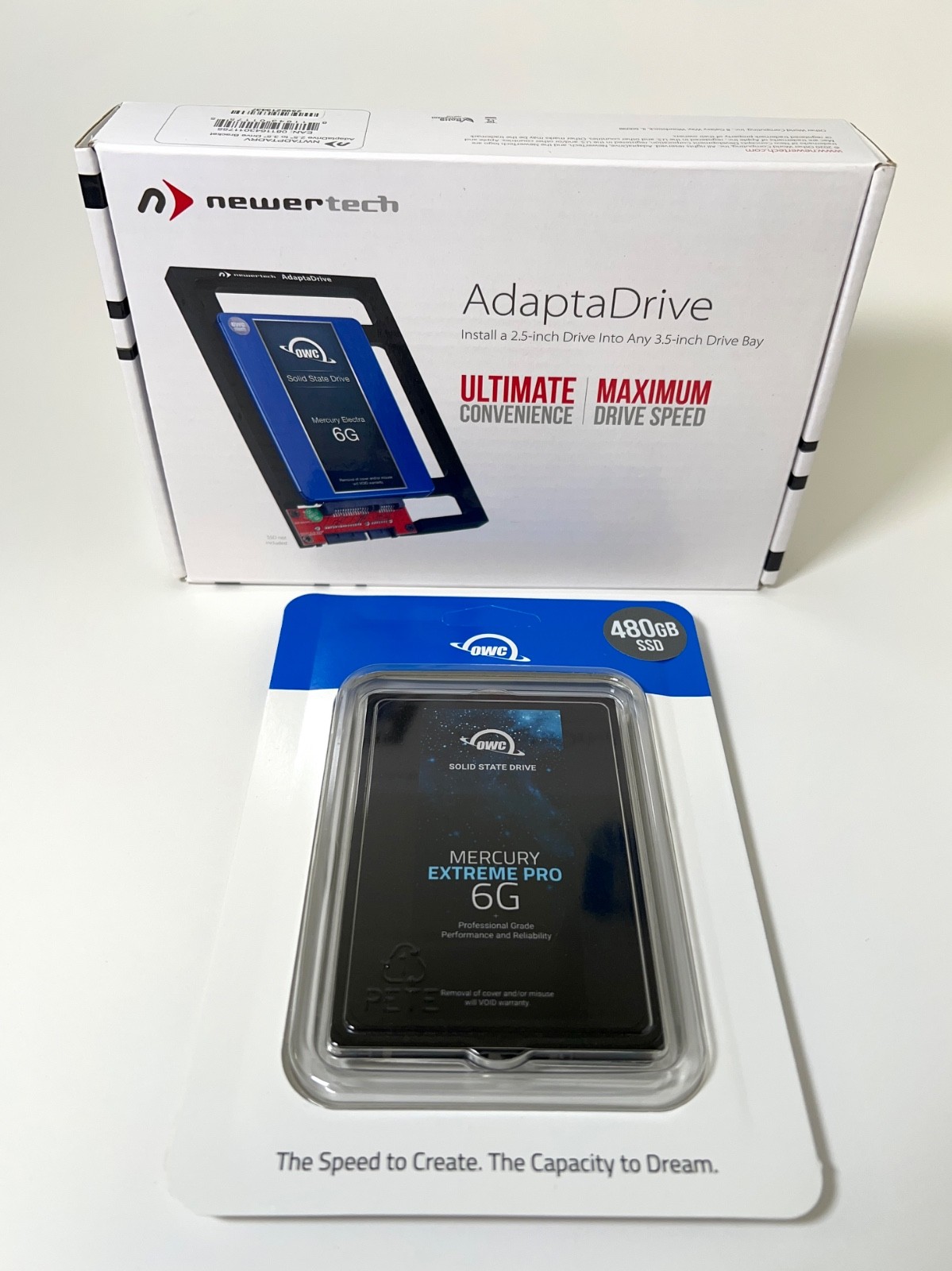 OWC Mercury Extreme Pro 6G 480GB SSD SATA III + NewerTech AdaptaDrive NEW SEALED