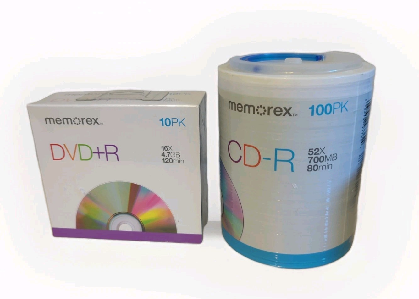 Memorex CD-R Digital Media 52X 700mb 80Min 100 Pk + Bonus 10 DVD-R 16X 4.7GB NEW