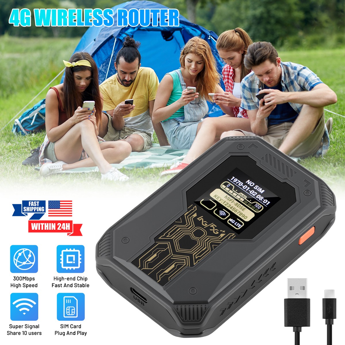 Unlocked Hotspot 4G LTE Wireless WiFi Router Mobile Broadband MIFI LCD 4000mAh