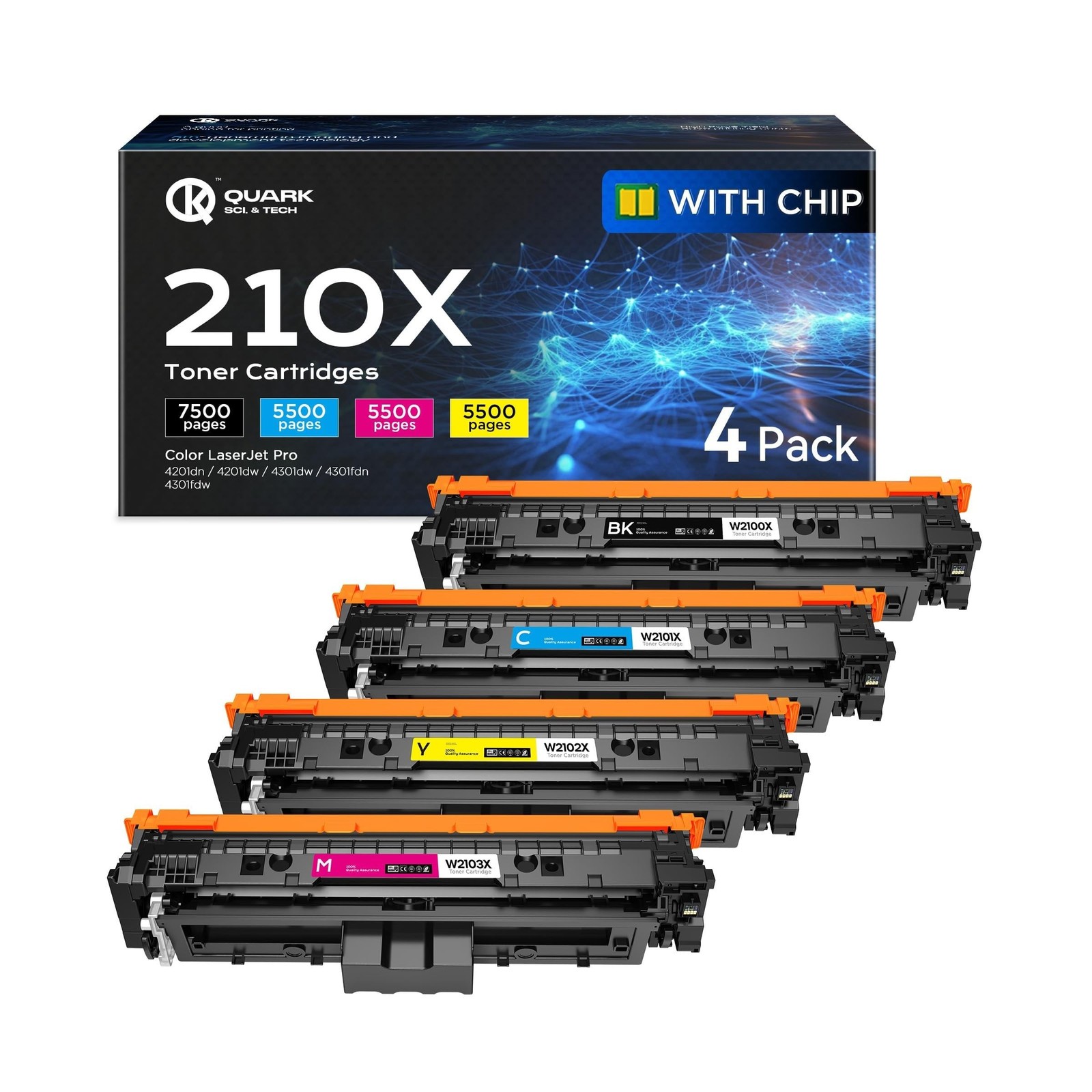 210X Toner Cartridge 4 Pack Compatible with HP 210A 210X W2101X W2102X W2103X...