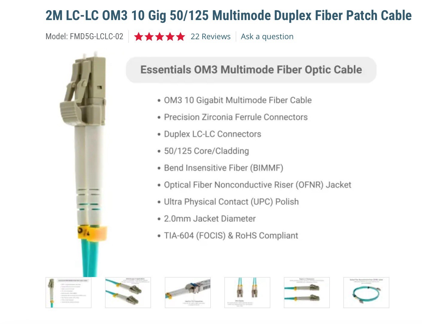 C2G 2m LC-LC 50/125 Duplex Multimode OM4 10G Fiber Cable - Aqua -6
