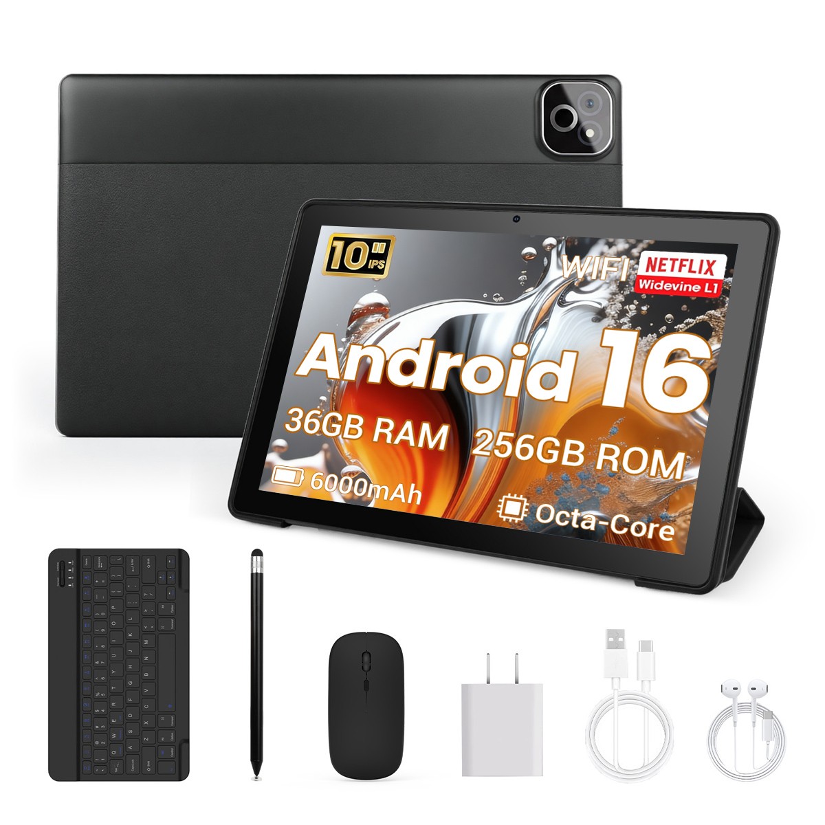 2026 Newest Tablet Android 16 Tablet 36GB RAM+256GB ROM Octa-Core 2.0G+5G WiFi