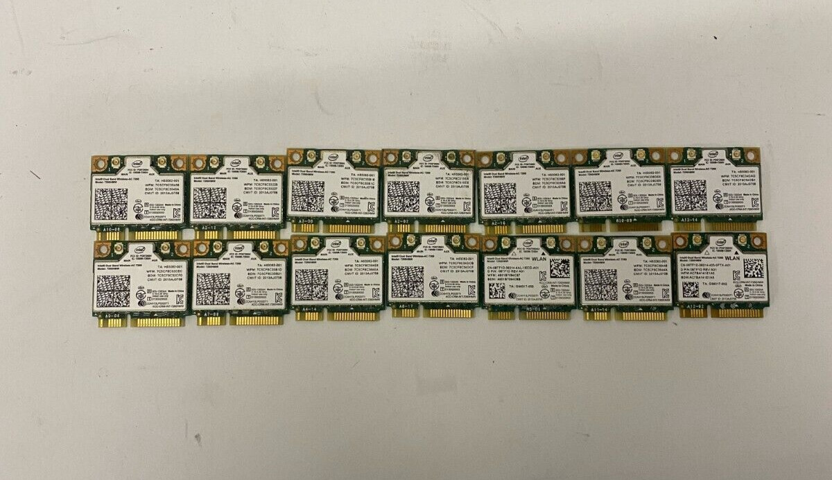Used Lot of 14 Intel Dell Wireless-N 7260 Mini PCI-E WIFI Bluetooth Card 7260HMW