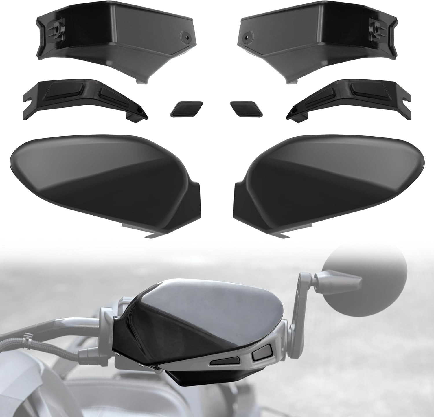 2PCS Hand Guards for Can Am Ryker, Black Plastic Handguards Protector Cover