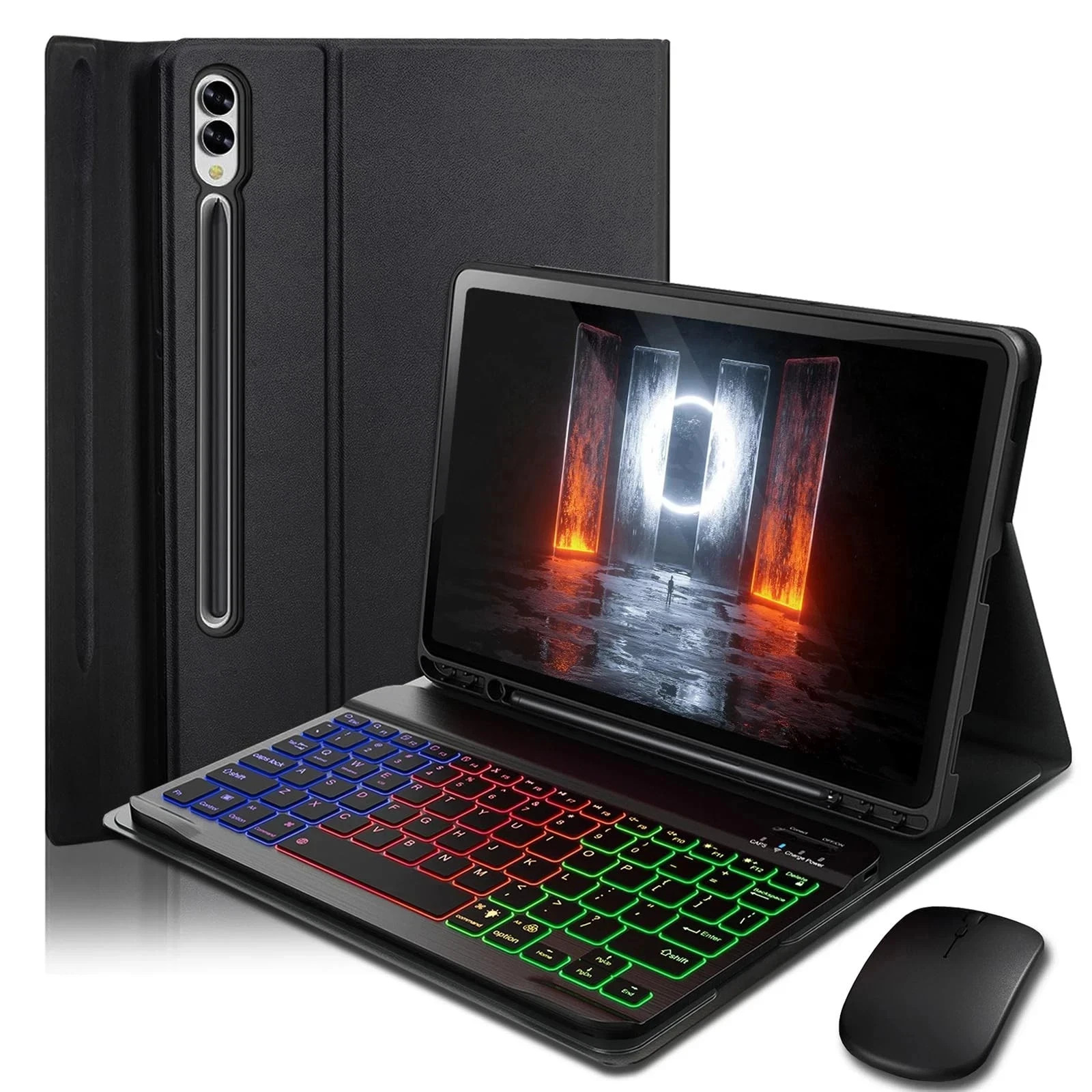 7 Colors Backlit Keyboard Case with Mouse for 12.4" Samsung Galaxy Tab S7 FE/S7