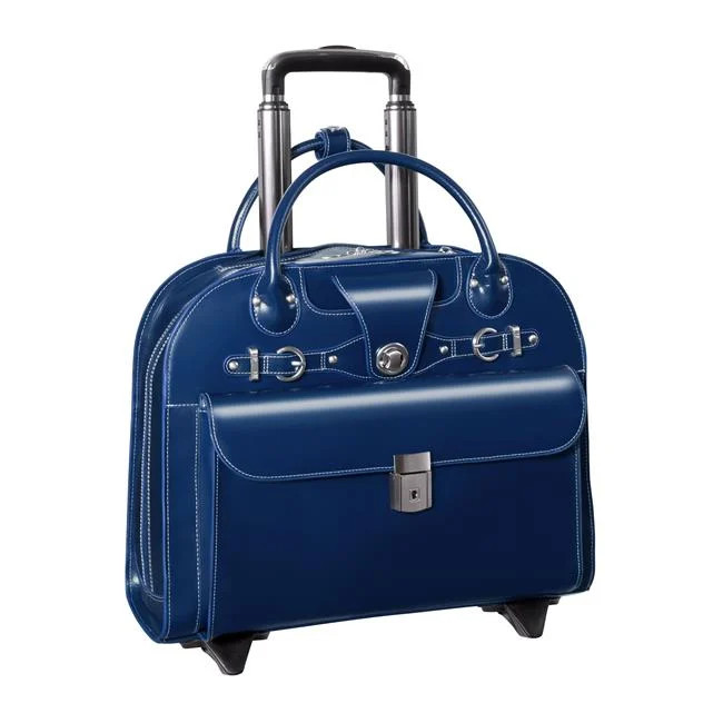 15.6" Edgebrook Leather Wheeled Ladies Laptop Case- Navy - 17x6x13.5" #96317