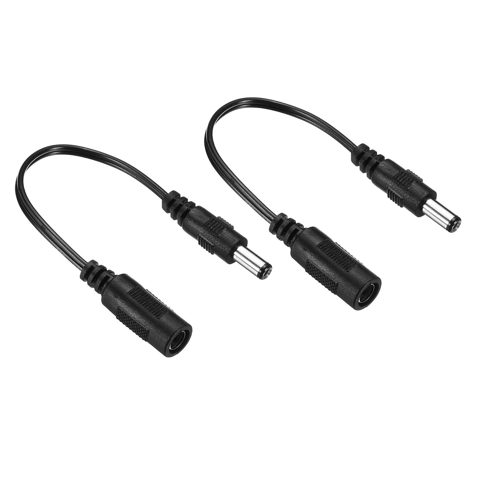 2Pcs DC 5.5x2.1mm Female to 5.5x2.5mm Male Extension Cable Adapter Cord Black
