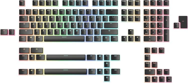 Glorious Aura V2 (Black) - PBT Pudding Keycaps for Mechanical Keyboards - ANSI (