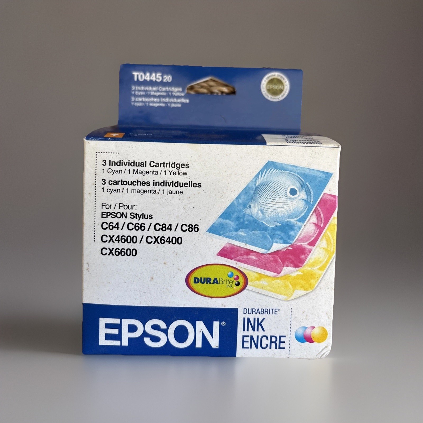 Genuine Epson T0445 Cyan , Magenta & Yellow Sealed NIP Expired