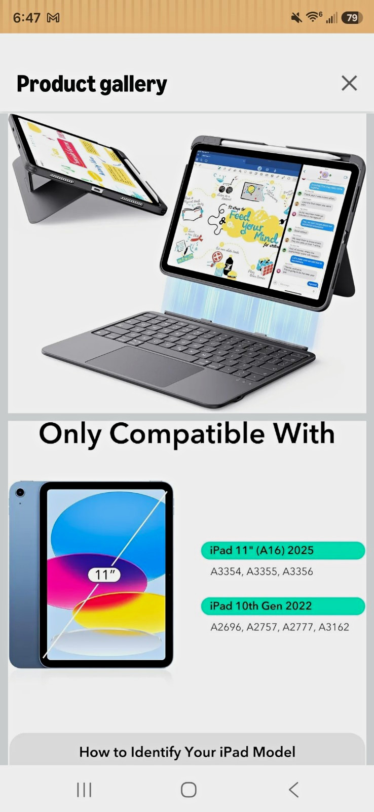 ESR Flex Detachable Keyboard Case w/ Trackpad Stand for iPad 11" Gray