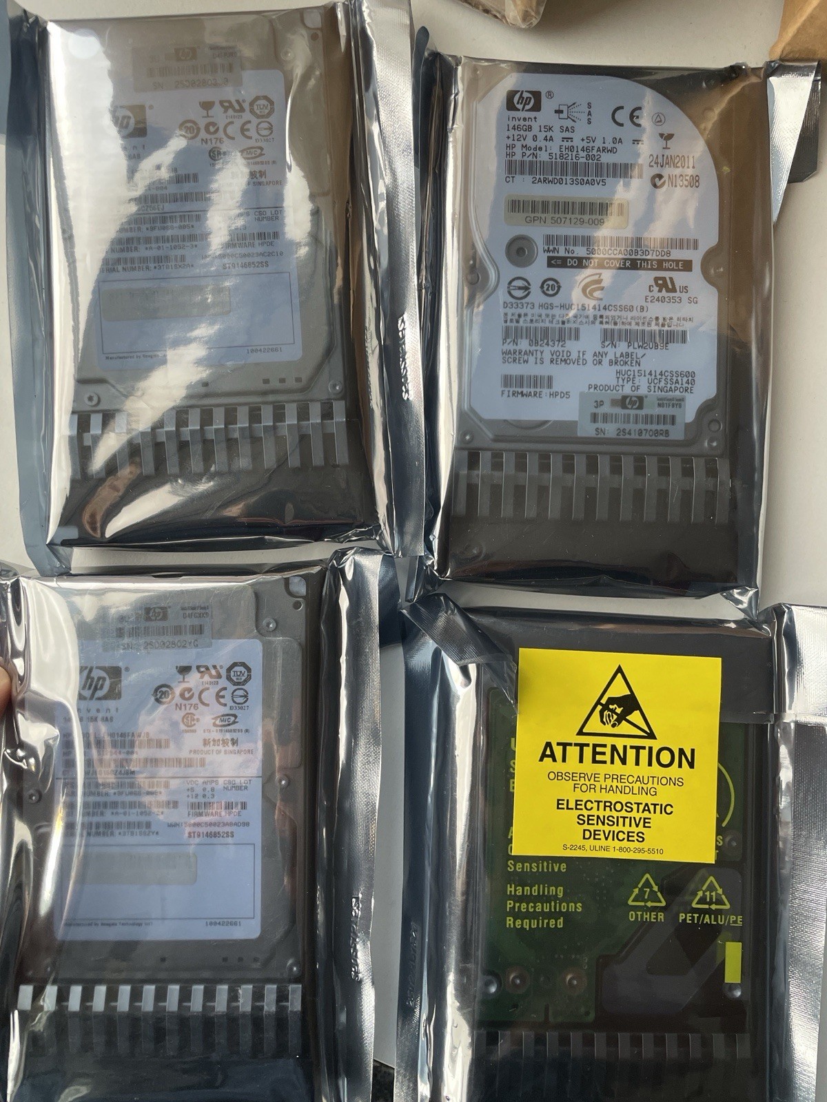 HP EH0146FAWJB 146GB 15K SAS 2.5″ SFF Server HDD Lot of 4 – Sealed, Untested