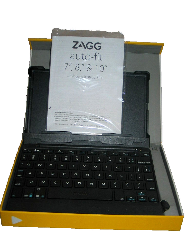 ZAGG auto-fit 7" Folio Keyboard ANDROID Bluetooth Tablets Any Angle