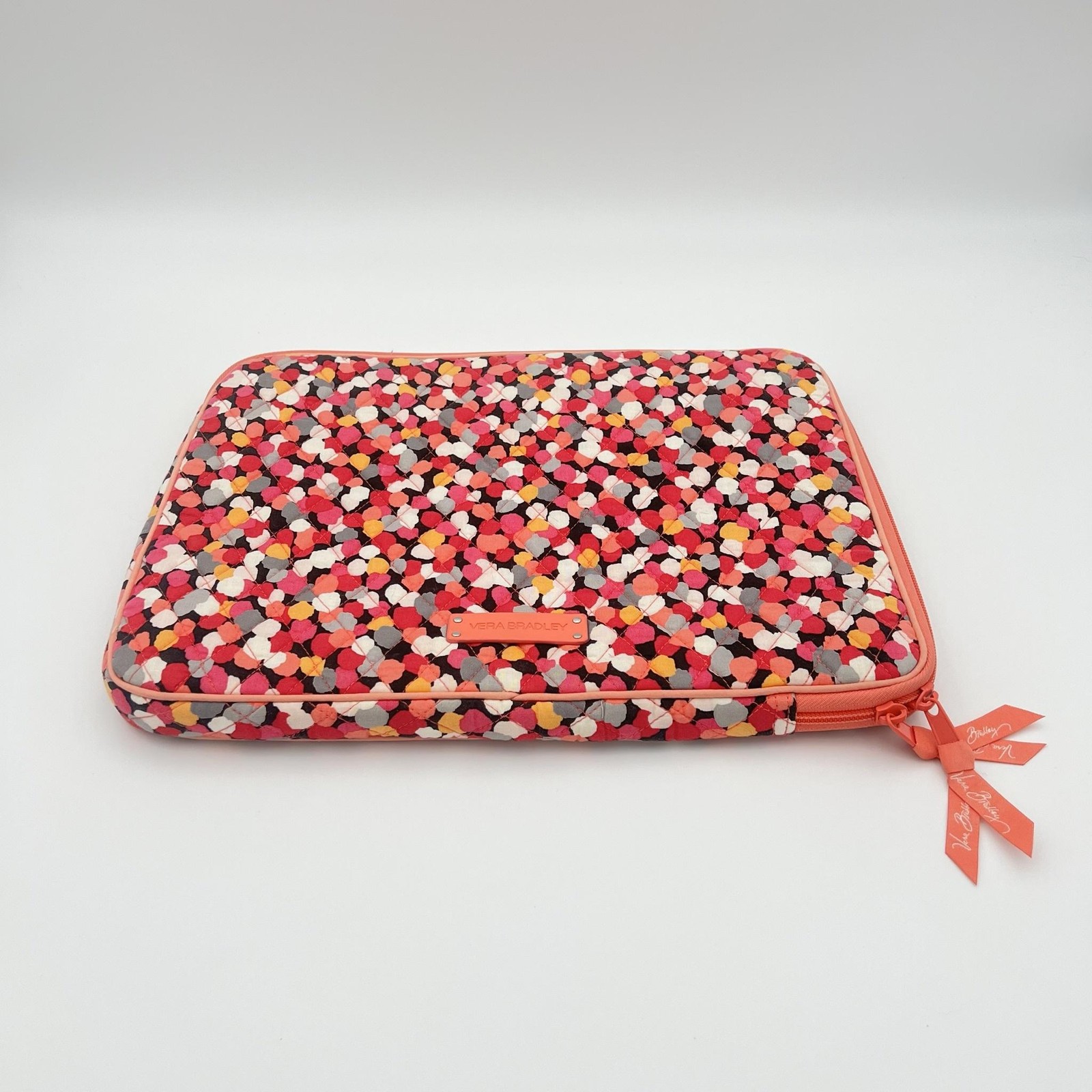 Vera Bradley 15" Laptop Sleeve Case Quilted Spotted Print Multicolor Cotton