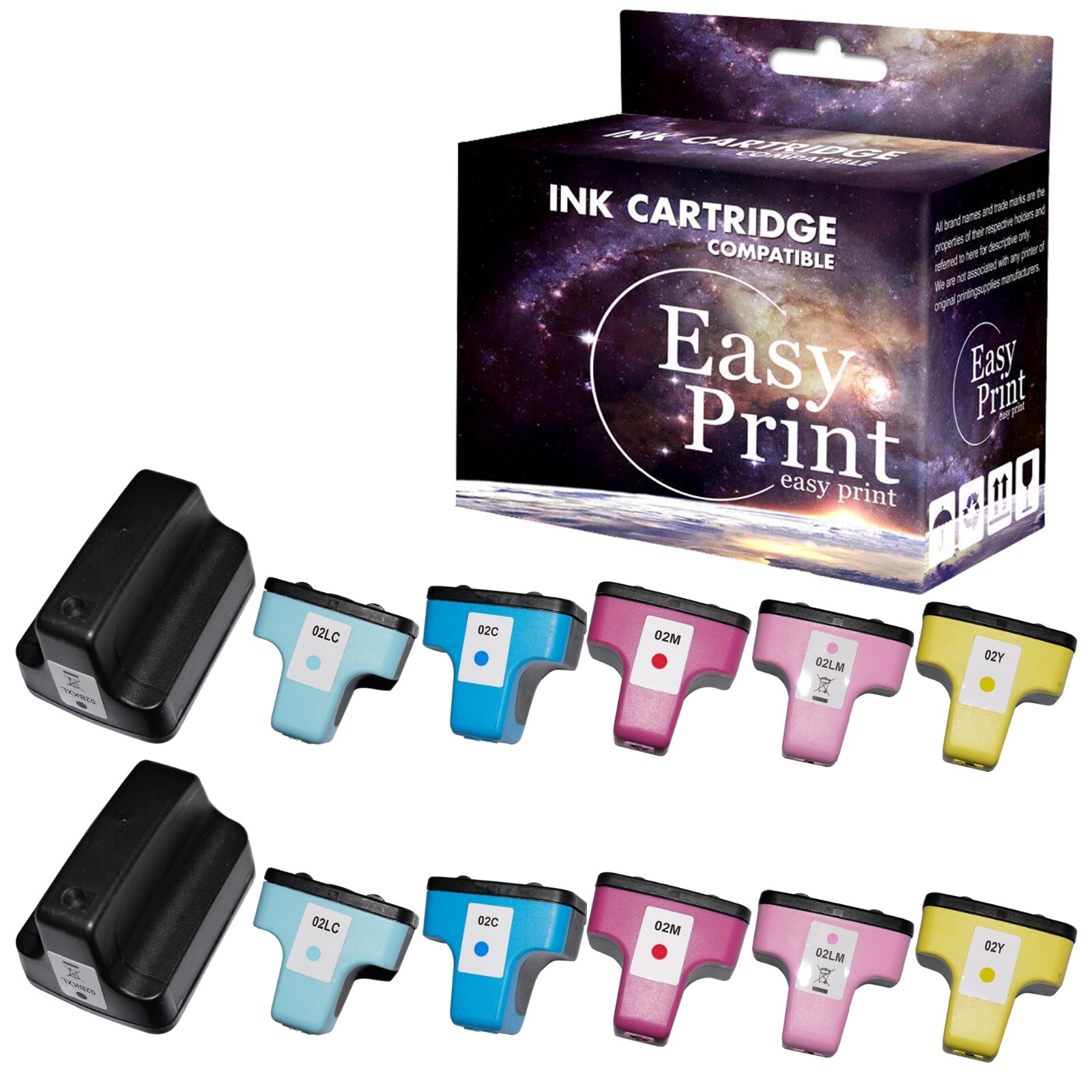 12PK replace for HP 02 Series Ink Cartridge for PhotoSmart 3108 3110 C5150