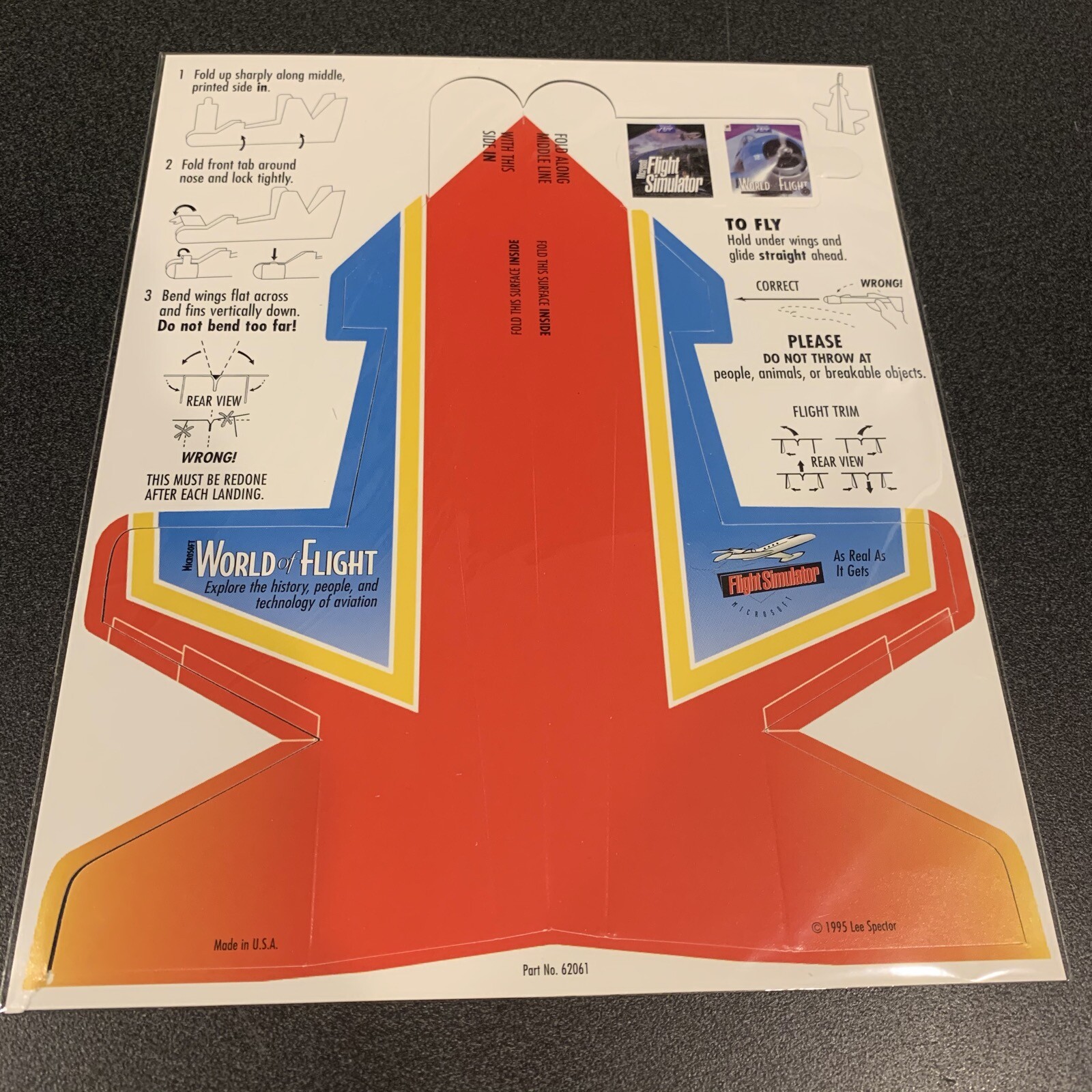 Microsoft Flight Simulator promo paper airplane World of Flight unpunched