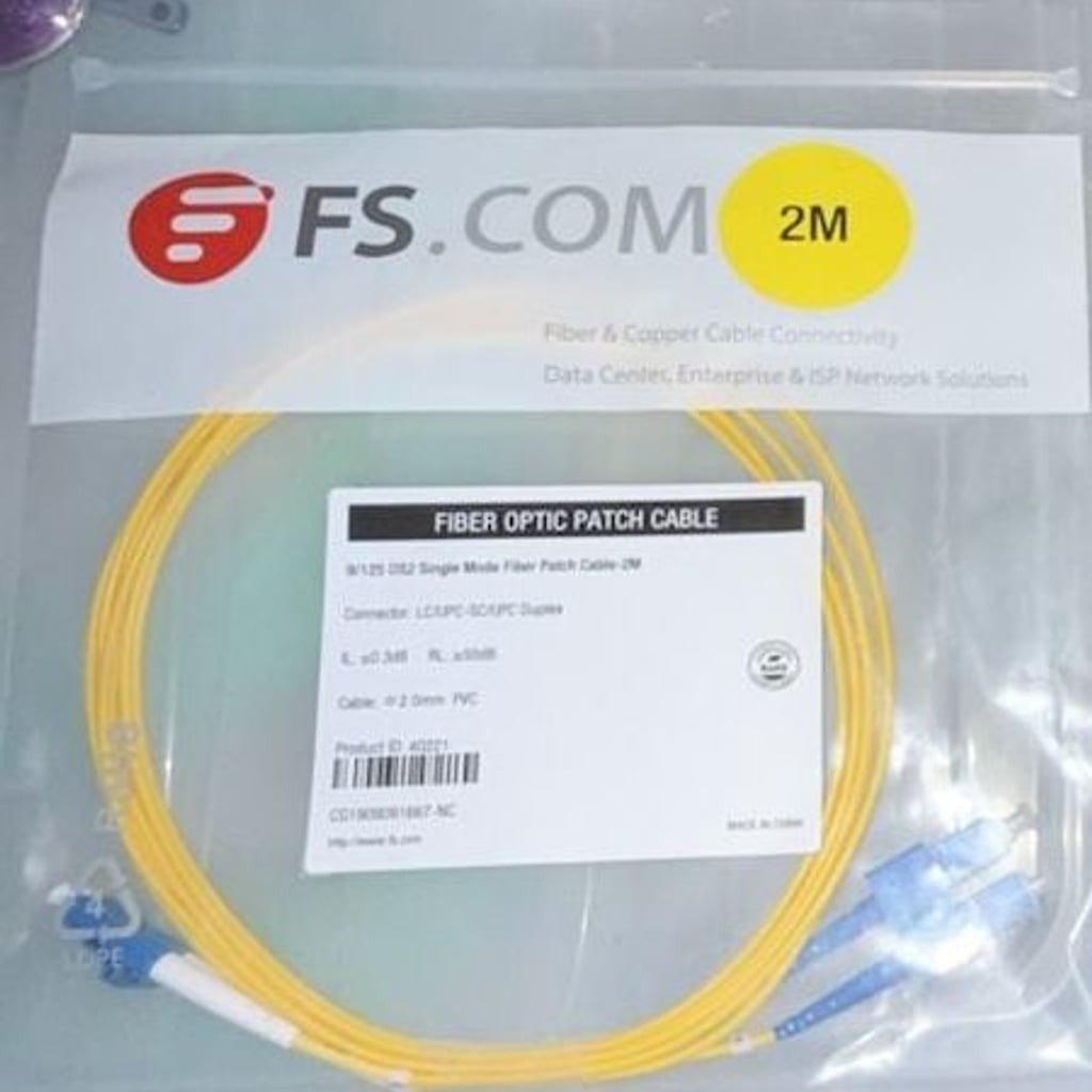 FS.COM 2M 9/125 OS2 Single Mode Duplex Fiber Optic Patch Cable (LC/UPC-SC/UPC)