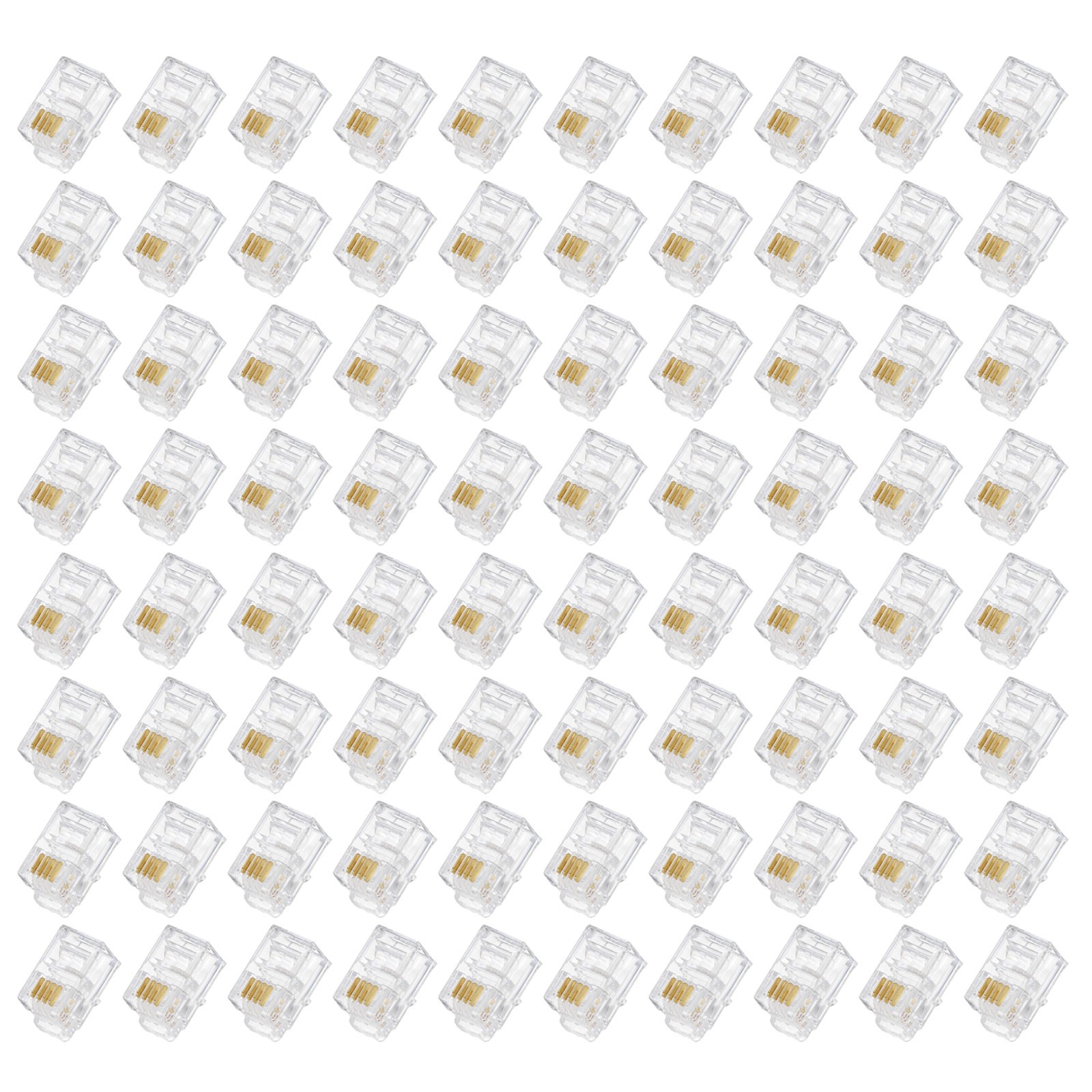 Telephone Modular Plug Male RJ11 Connectors, Copper Core 4P4C 120pcs