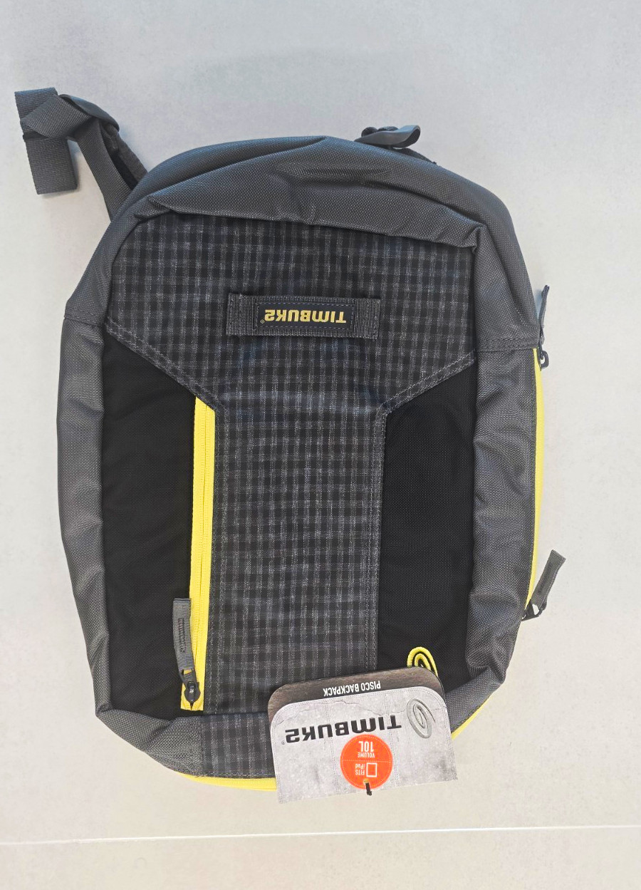 Timbuk2 Pisco Backpack 10L NWT Gray Black Yellow Tablet Travel Daypack Bag
