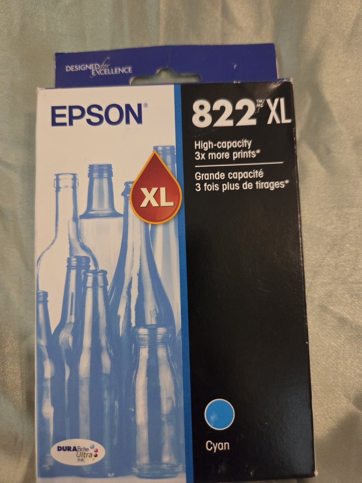 Epson 822XL DURABrite Ultra Ink High Capacity Cyan Cartridge Exp 12/28 Supply