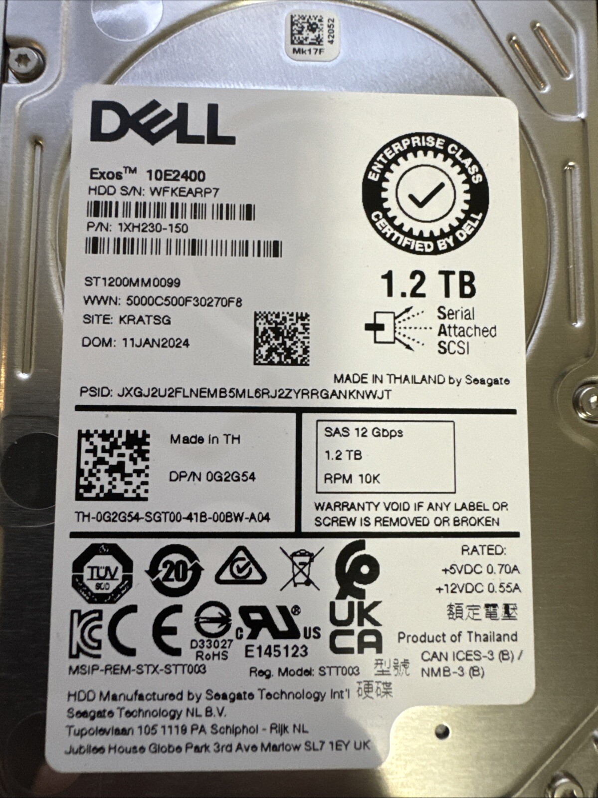 Dell Entreprise Plus 1.2 TB 2.5" SAS-3 Internal Desktop Drive