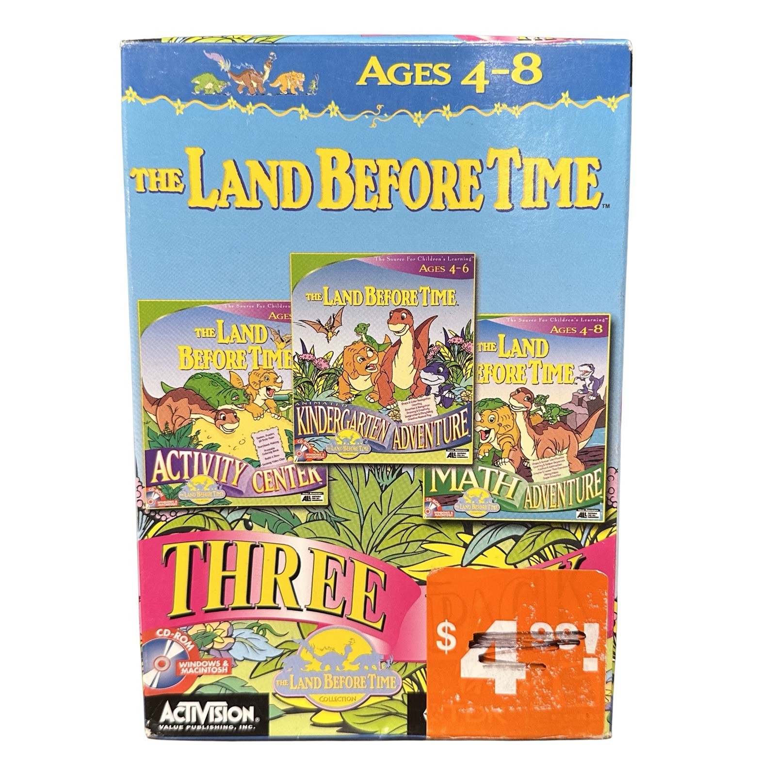 3 Disc The Land Before Time CD-ROM Windows & Mac 95/98 Activation TDK Y2K