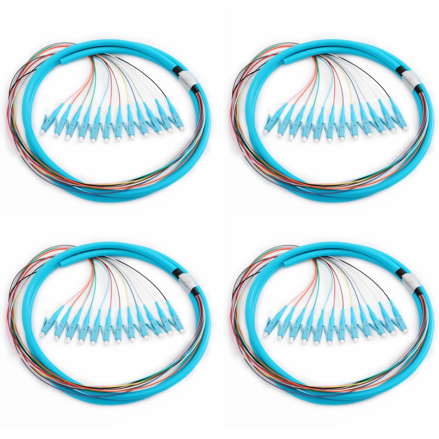 LCOM3 12 Strand Multimode OM3/OM4 50/125 LCUPC Fiber Pigtail 1.5 Meter 4 PCS