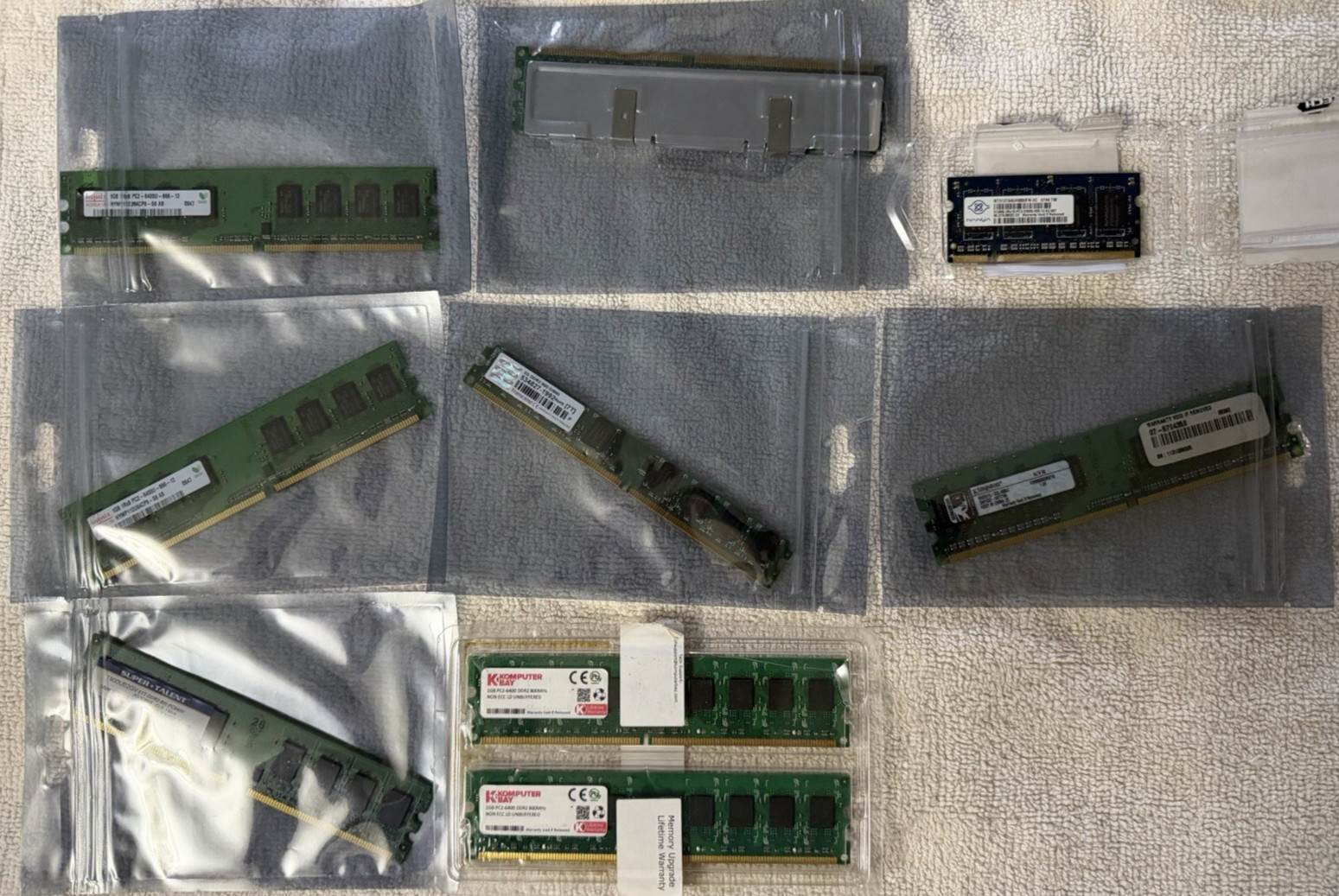 Lot of 9 Older Memory Modules Used Desktop/Laptop Samsung, Kingston