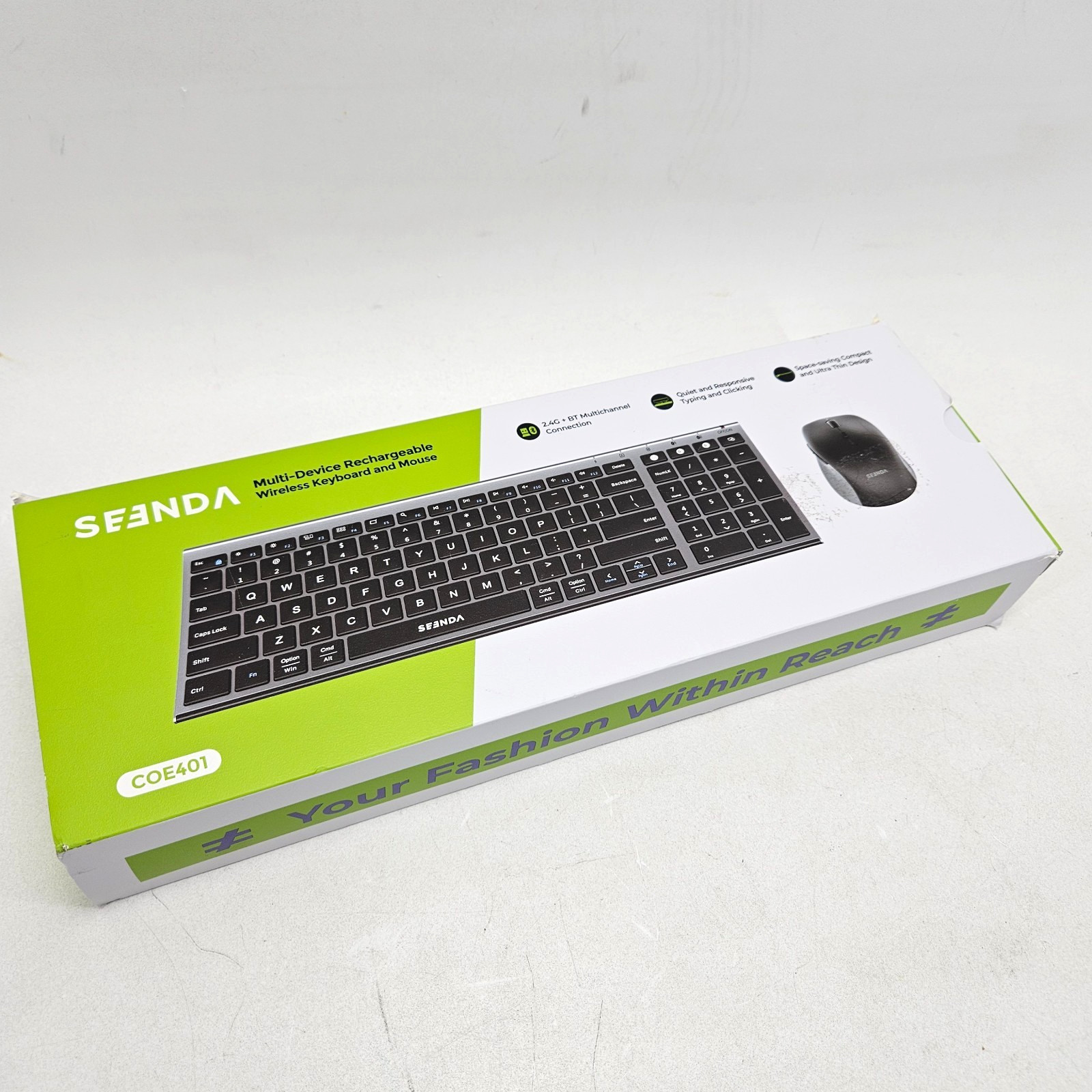 Seenda Wireless BT Keyboard & Mouse, COE401 Rechargeable Silent Slim Black/Gray