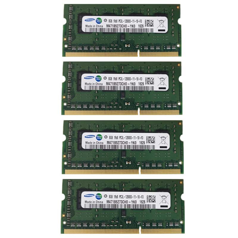 Samsung 32GB(4x8GB) 1RX8 PC3L-12800S DDR3 1600MHZ 1.35V SODIMM RAM Laptop Memory