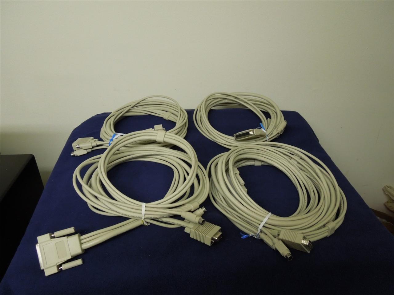 LOT OF 5 KVM CABLES 15 FEET 8 FEET 6 FEET STYLE 2919