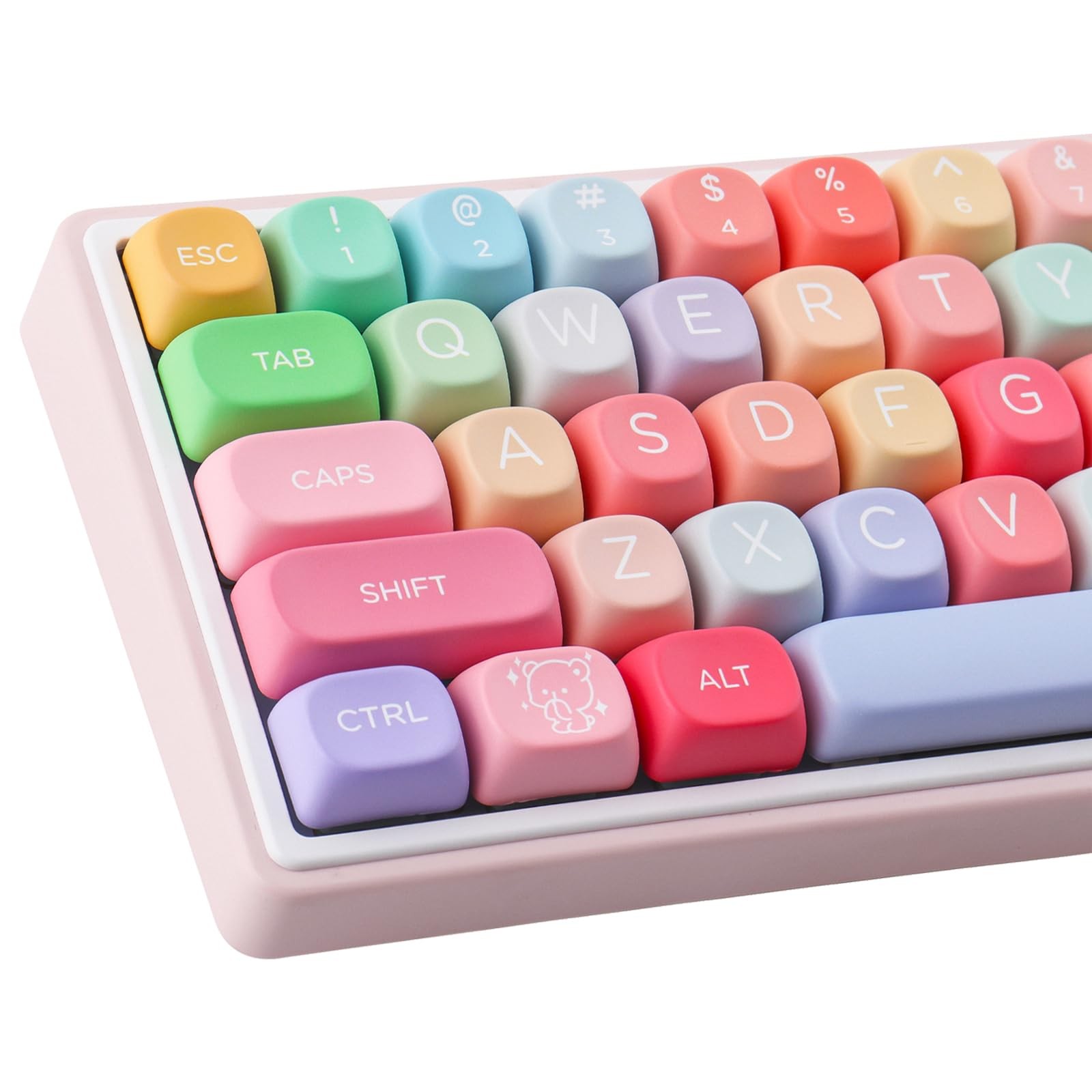 PBT MOA Keycap Cute Gummy Bear Rainbow Candy Custom Keycaps Set Gaming
