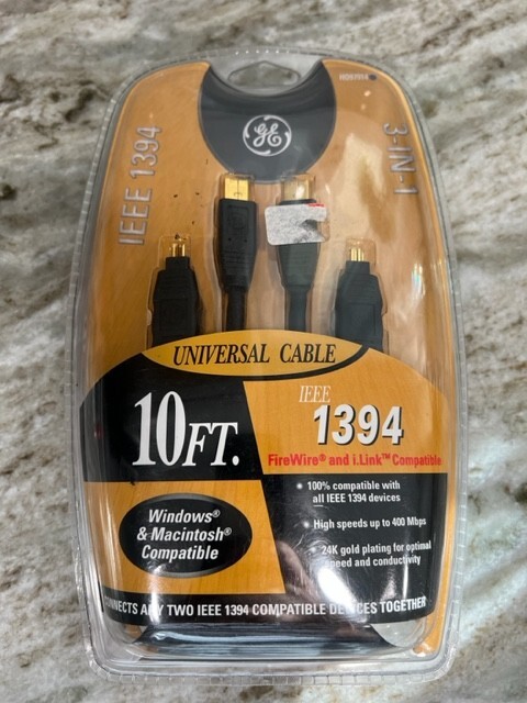 GE Firewire Universal Cable All-In-One 10 Ft H097914 Firewire And i.Linx NEW