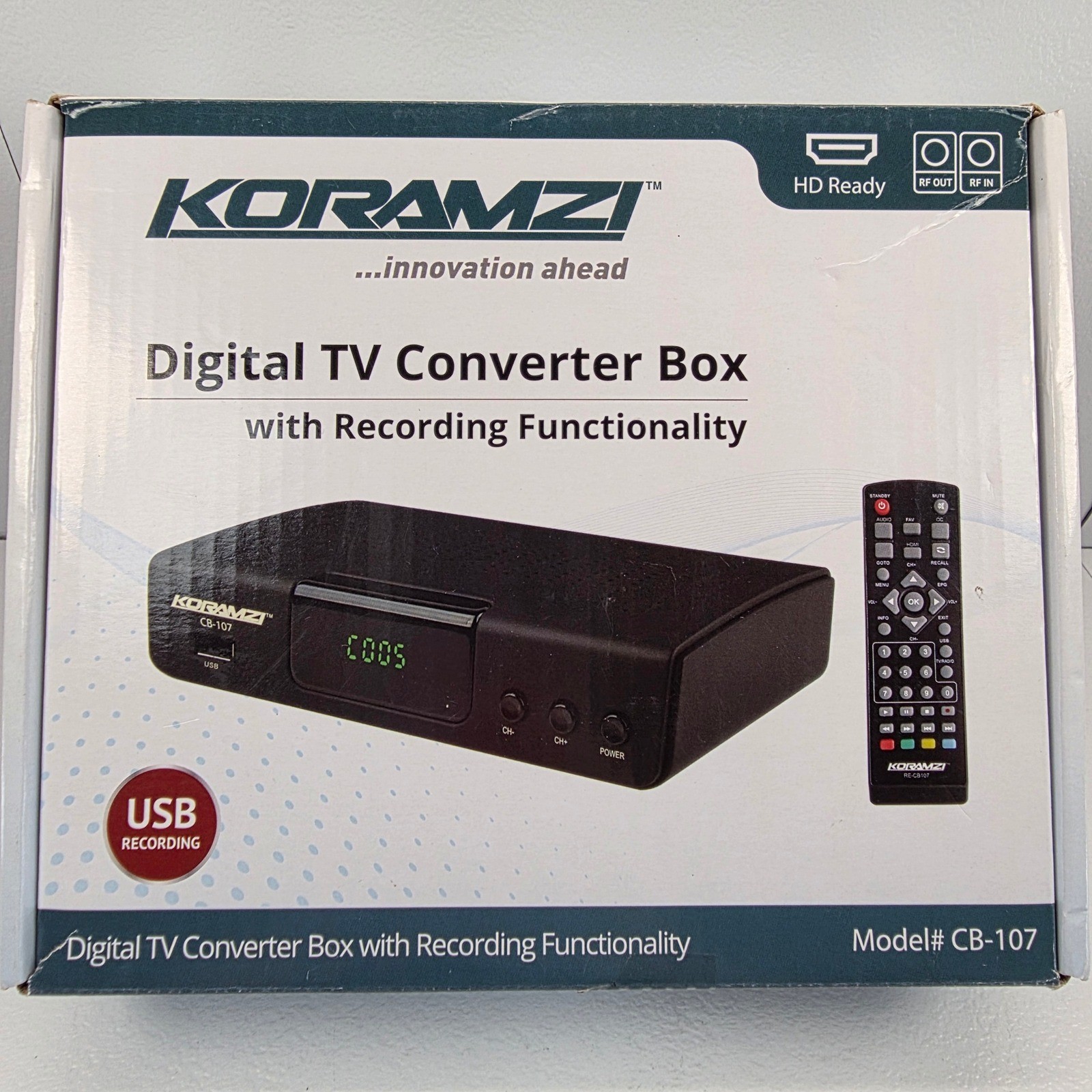 Koramzi CB-107 Digital TV Converter Box with USB Recording and Remote