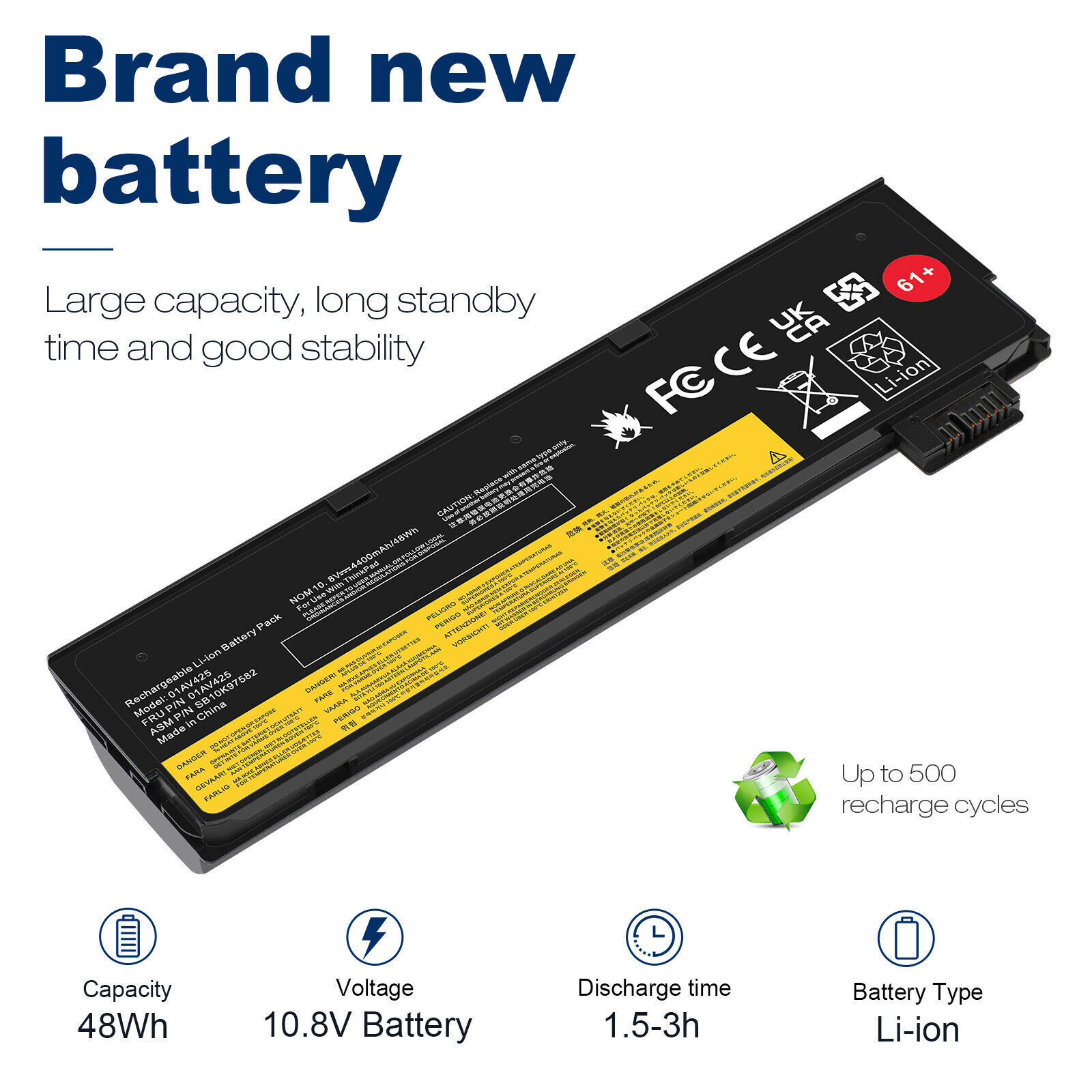 🧡LOT 50x 01AV425 61+ Battery For Lenovo ThinkPad T470 T480 T570 T580 P52S P51S 