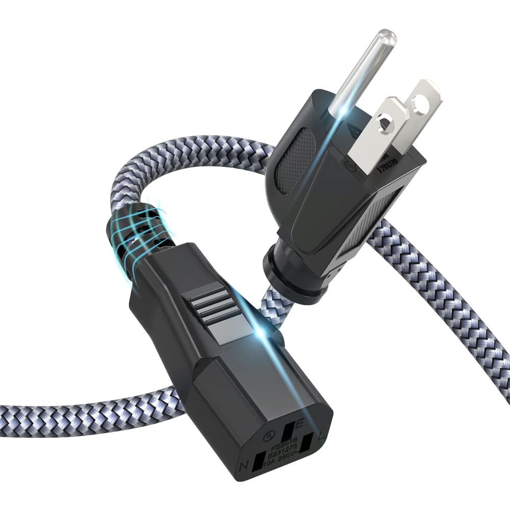 Power Cord, Goalfish 10A 18AWG AC Power Cable 10FT(3m) Nylon Braided 3 Prong Pow